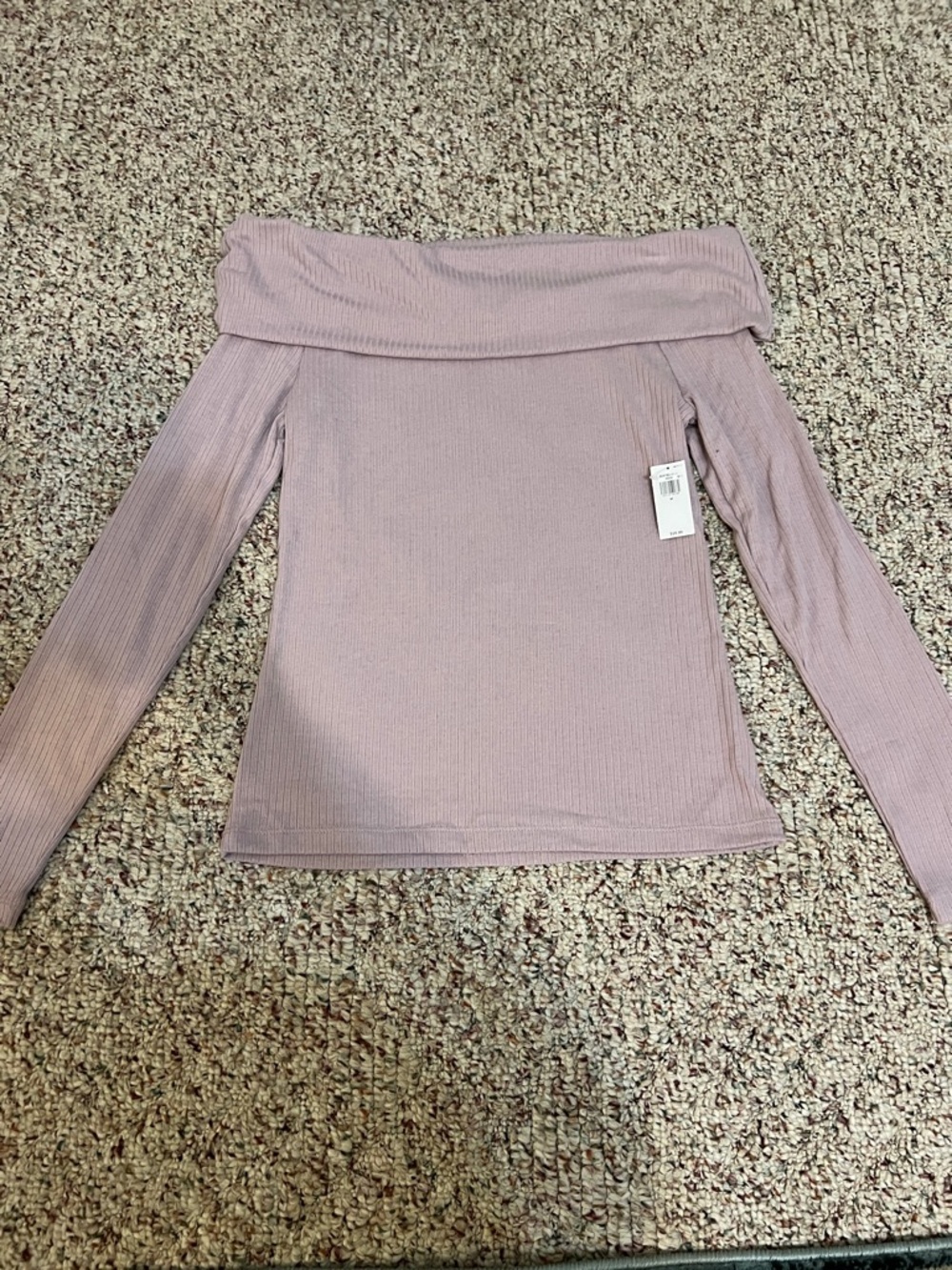 Old Navy Mauve Ribbed Off-Shoulder Long Sleeve Top